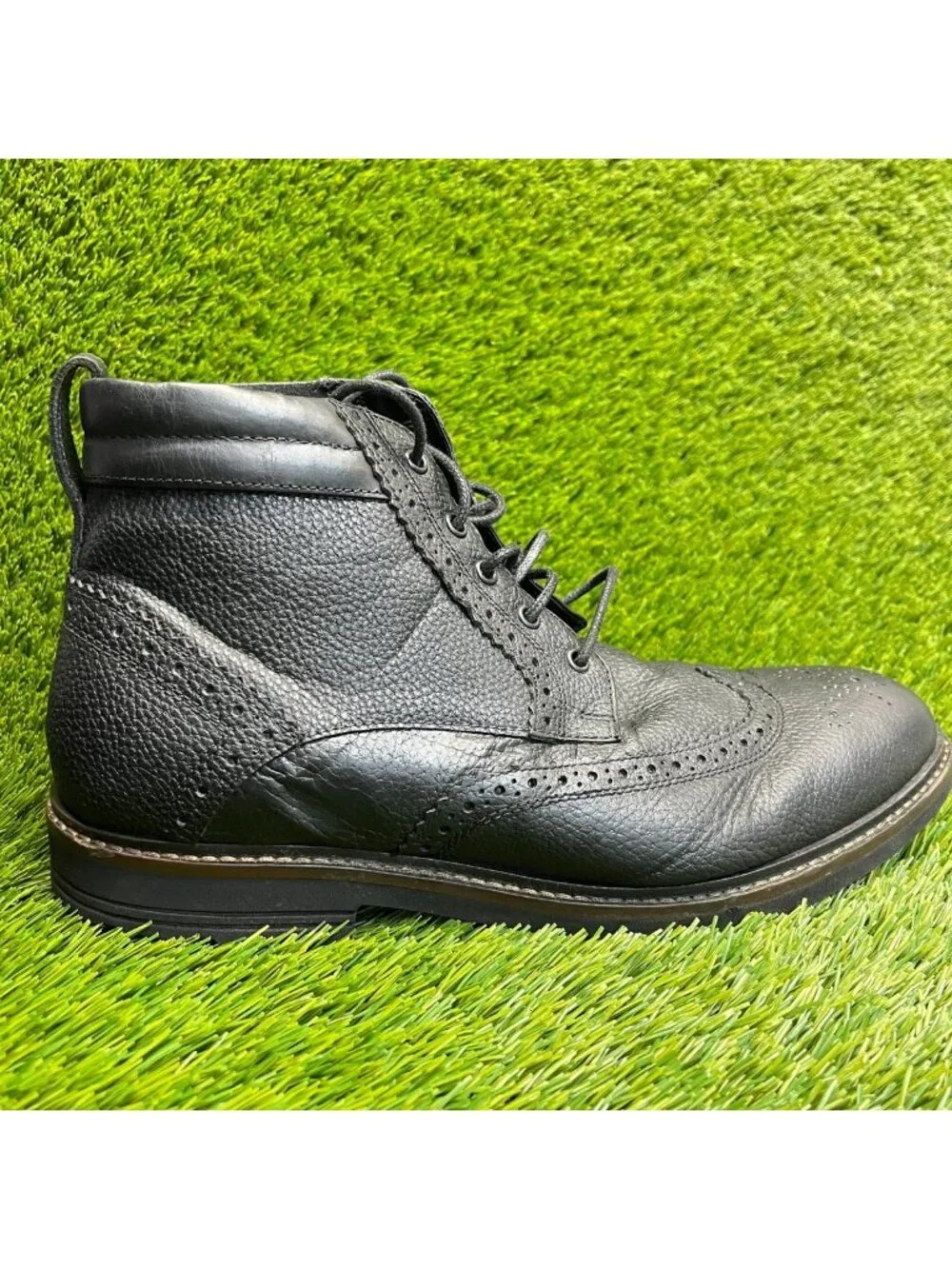 Nunn Bush Odell II Mens Size 10E Black Outdoor Leather Lace Up Wingtip Boots